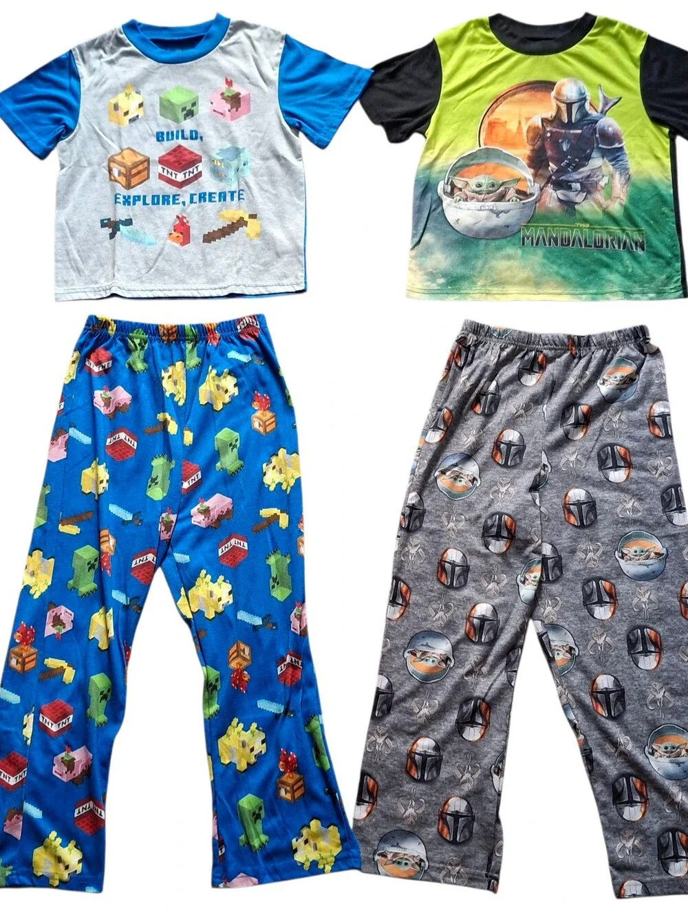 1 pair of Boy pajamas sets short sleeve shirts pants size M